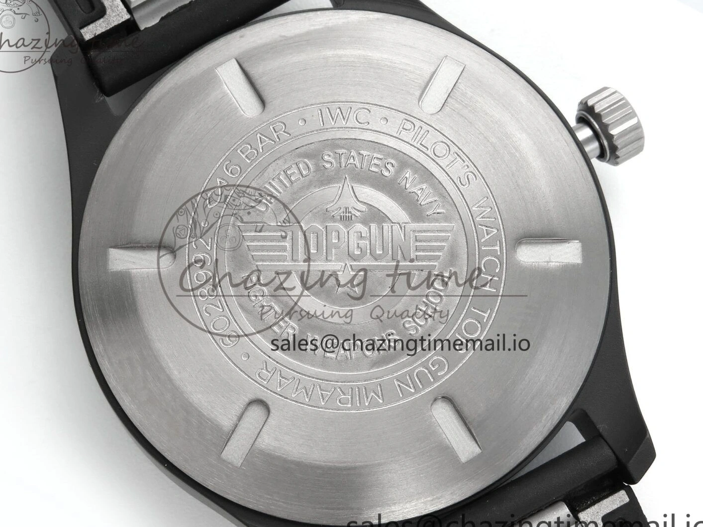 MIROTIME 0203 Pilot Top Gun IW326901 M+F 1:1 Best Edition Black Dial on Black Rubber Strap A SportInspired 6999